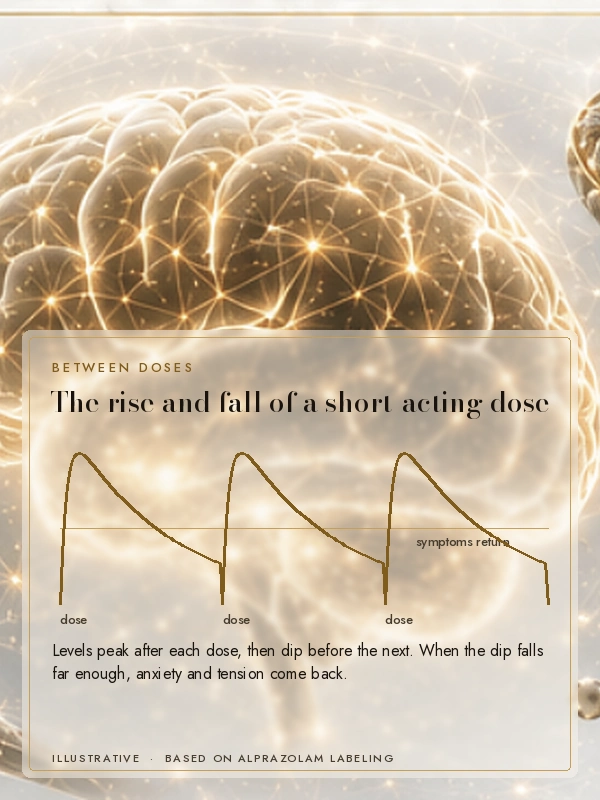 The rise and fall of a short-acting benzodiazepine between doses